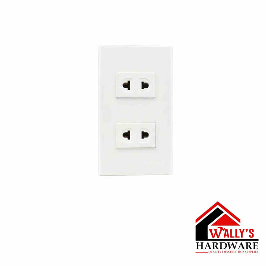 Azena 2 Gang Regular Outlet With Plate