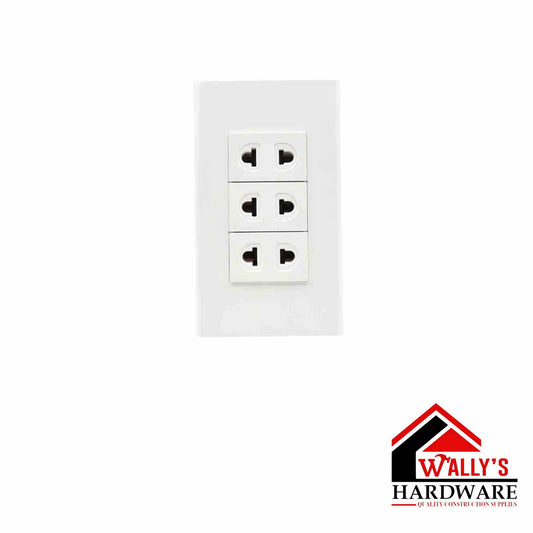 Azena 3 Gang Regular Outlet With Plate